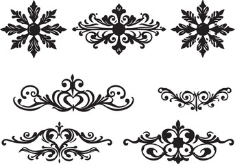  Set of decorative elements for flat design, ornaments, patterns. Hand drawn vector illustration