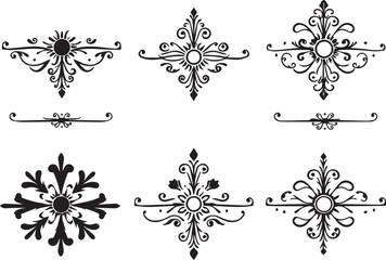  Set of decorative elements for flat design, ornaments, patterns. Hand drawn vector illustration