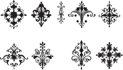  Set of decorative elements for flat design, ornaments, patterns. Hand drawn vector illustration