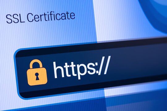 SSL Secure Connection: Close-Up of Browser Window with Lock Icon for HTTPS Encryption and Cybersecurity, ssl lock, ssl padlock, website design, ssl badge, ssl shield, Https, TLS, SSL certificate