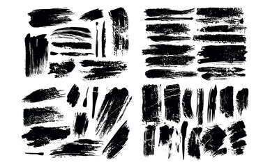 Grunge brush strokes set isolated on white background