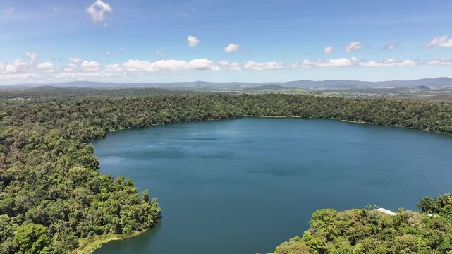 Aerial footage of Lake Barrine Queensland Australia