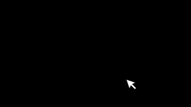 Mouse cursor pointer arrow clicking icon animation on black background