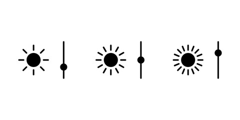 Brightness control icons set. Screen brightness and contrast level settings icon. Vector illustration