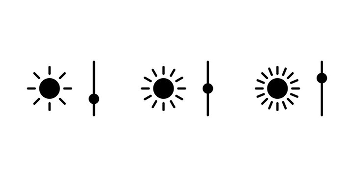 Brightness control icons set. Screen brightness and contrast level settings icon. Vector illustration