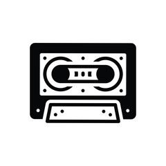 Black solid icon for cassette tape