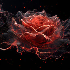 Red rose on black background.