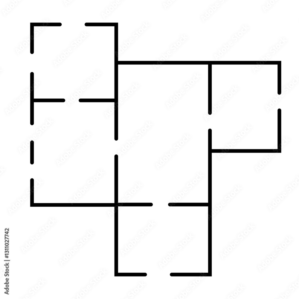 Poster sleek black floor plan minimalist layout in simple outline