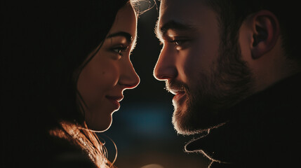 A couple meeting for the first time in real life after months of virtual dating, their excited faces glowing with anticipation, capturing the joy of online love becoming reality.