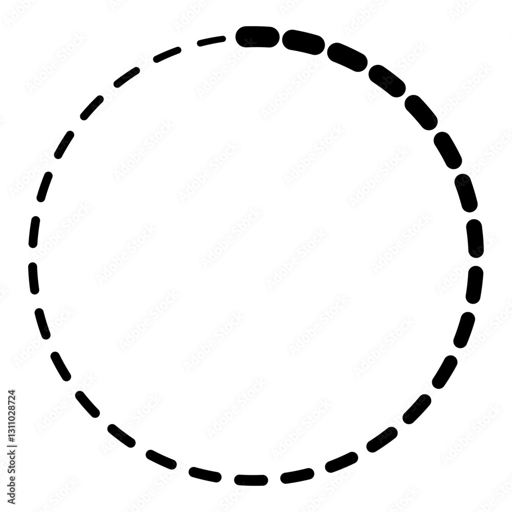 Poster Sleek Black Dashed Circle Geometric Pattern in Simple Outline