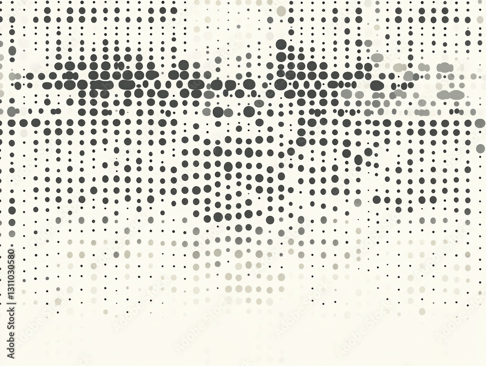 Poster digital dots: an abstract image composed of a multitude of digitally rendered dots, varying in size 