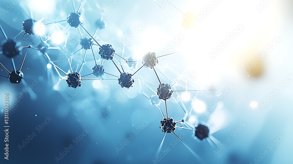 Poster Molecule Network Science Technology 3D Rendering Abstract Background