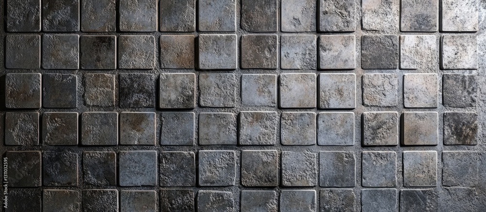 Leinwandbilder textured cement floor with small square patterns in shades of gray juxtaposed against a matching gra