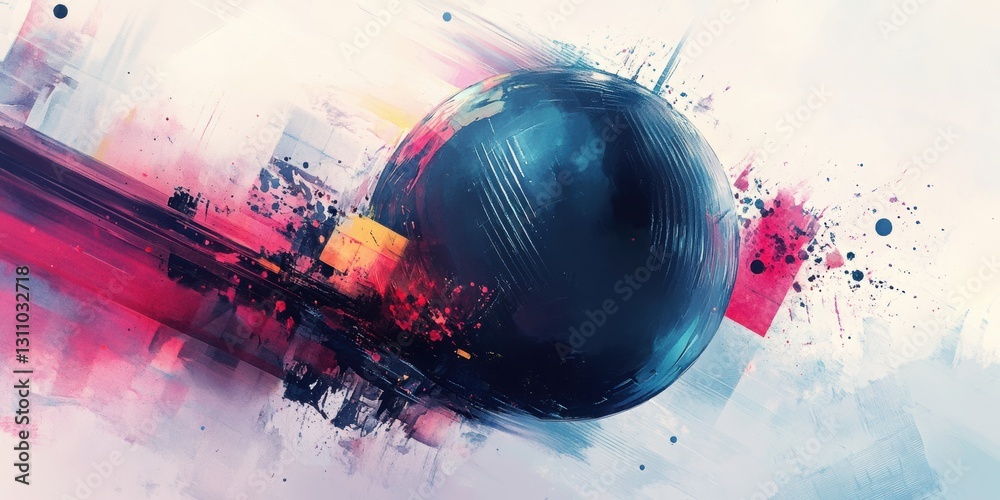 Poster abstract sphere: a captivating abstract composition featuring a textured sphere, dynamically rendere