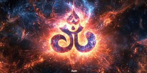 Fototapeta premium Sacred Symbol: A radiant, abstract design, swirling with cosmic energy and mystical beauty, emanates a sense of spirituality.