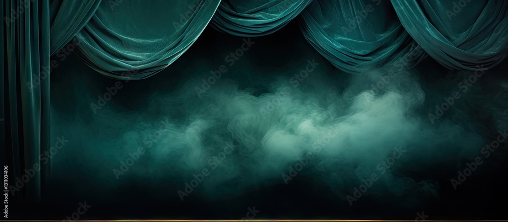 Aufkleber luxurious dark green velvet backdrop with soft draped fabric and subtle smoky texture for elegant pr