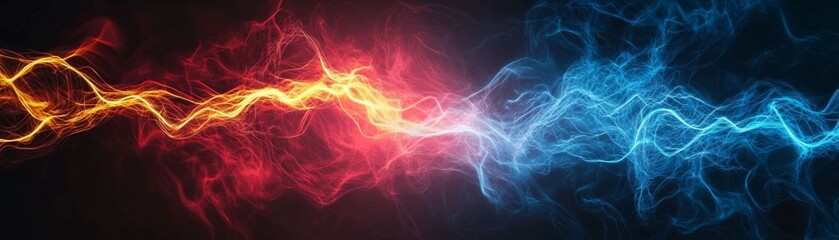 Vibrant Energy Wave with Flowing Red and Blue Light Effects