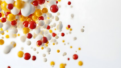 Colorful spheres falling on white background