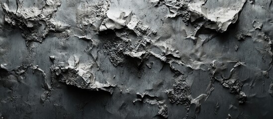 Textured gray wall surface with rough cement-like appearance highlighting gritty details and distinct patterns in an opaque finish.