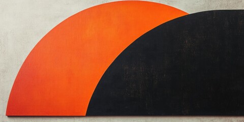 Abstract Geometric Composition: Bold, contrasting semicircles in vibrant orange and deep black create a dynamic and minimalist abstract composition.