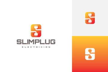 electric plug s letter logo vector
