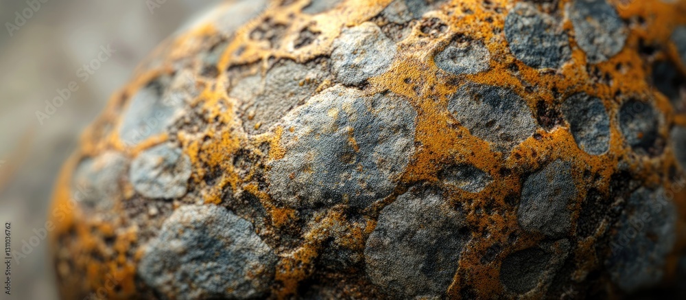 Poster textured pebble close-up showcasing earthy tones of gray and orange with a blurred background, empha