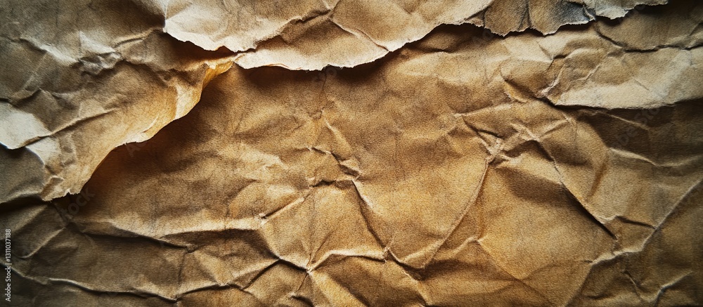 Aufkleber crinkled brown paper texture with subtle shadows and highlights creating depth, showcasing a vintage
