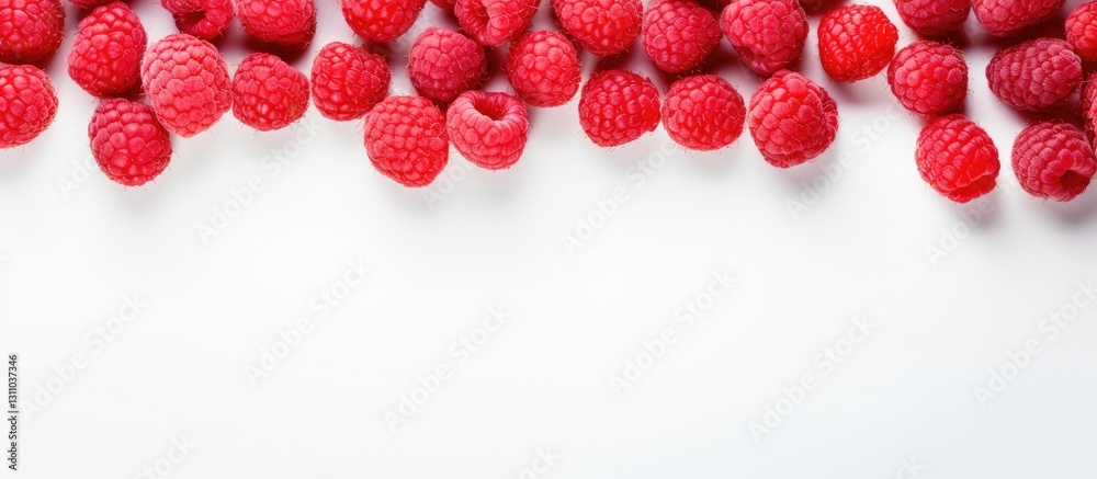 Aufkleber Fresh ripe raspberries on a white background arranged at the top creating ample copy space for text or design use in marketing materials