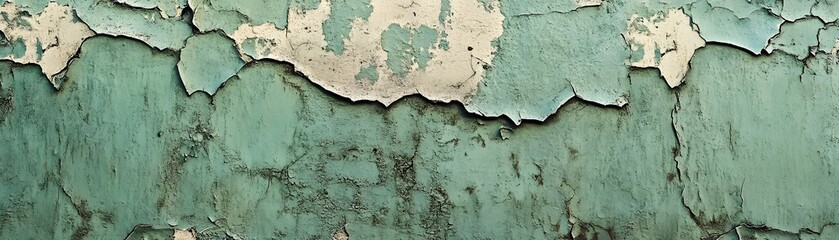 Obraz premium Turquoise painted wall exhibits aged deterioration and peeling texture