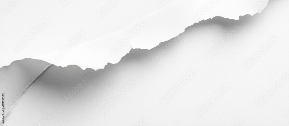 Leinwandbilder torn white paper texture with soft shadows, showcasing smooth curves and subtle variations in white 