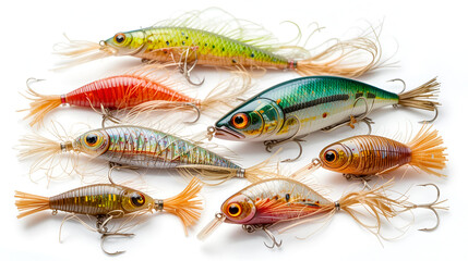 Fishing baits isolated on white background