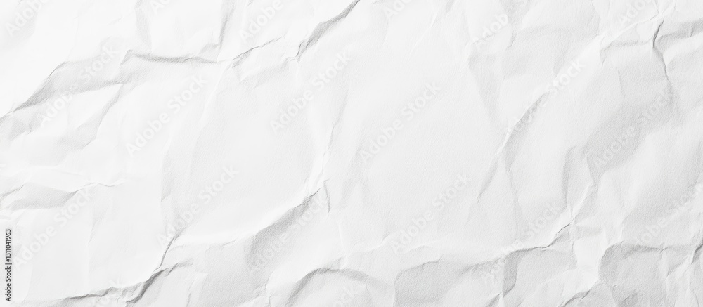 Leinwandbilder crumpled white paper texture background with subtle shadows showcasing deep folds and distinct creas