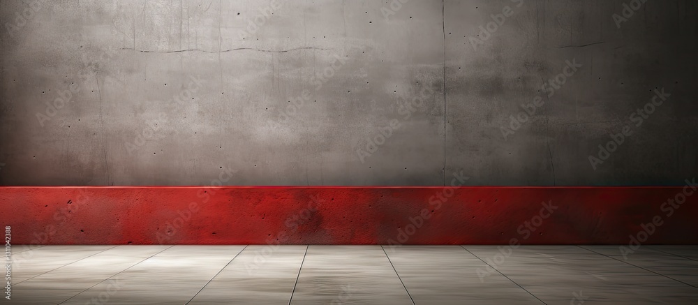 Poster Concrete textured background with a red horizontal stripe at the bottom providing ample copy space for product or advertising design use