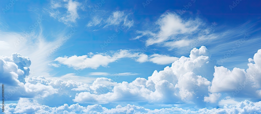 Fototapete abstract landscape with fluffy white clouds against a bright blue sky showcasing unique shapes and a