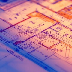 A blueprint detailing the electrical wiring of a multi-story building
