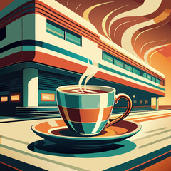 Retro coffee cup symbols