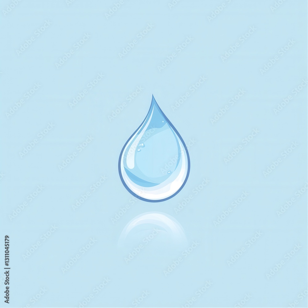 Poster minimalist water drop logo with clear reflection in cool blue tones creating a clean branding aesthe