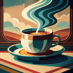 Retro coffee cup symbols