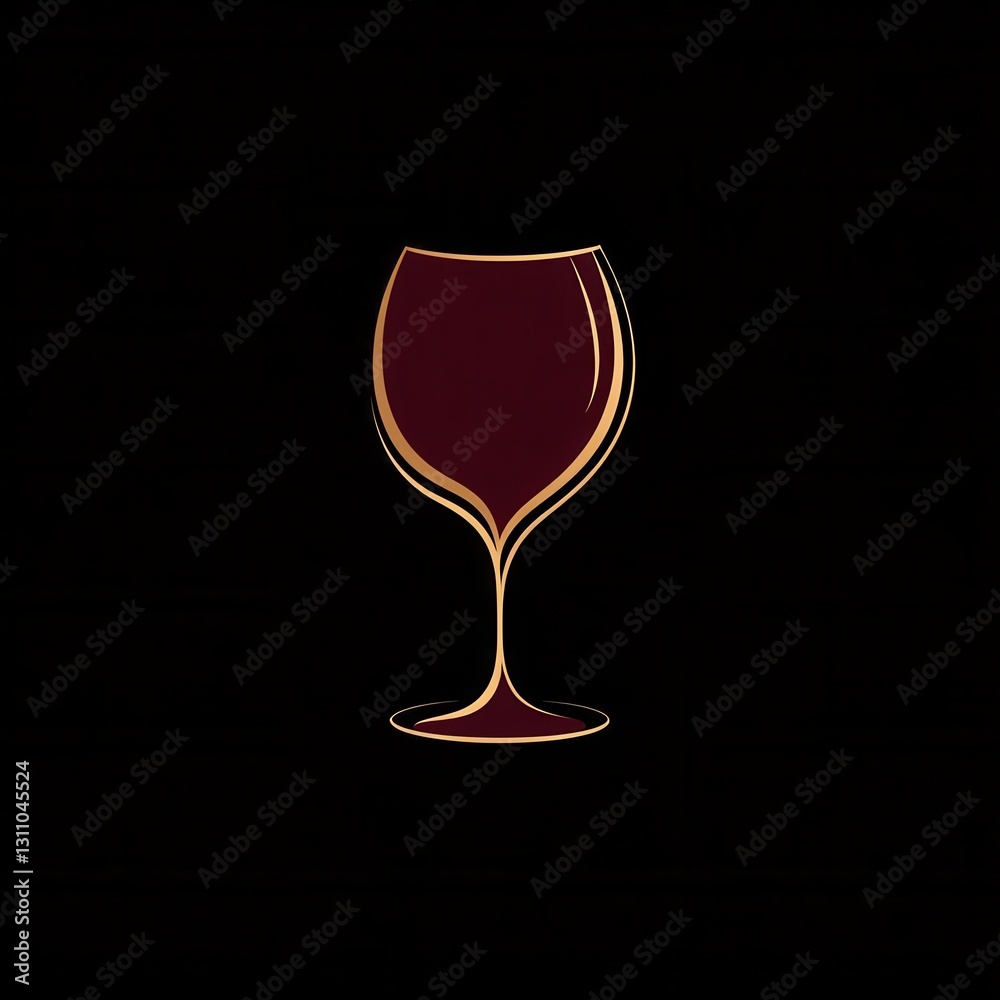 Aufkleber sophisticated minimalist logo design featuring a wine glass in deep red and gold colors with abstrac