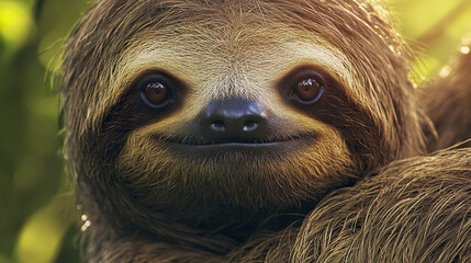 Fototapeta premium Close up of sloth face with intricate fur details