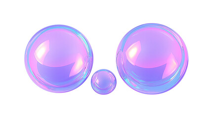 pink purple blue soap bubbles fluid holographic iridescent 3d render icon isolated on transparent background cutout