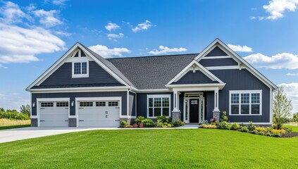 Modern Farmhouse Exterior, Sunny Day