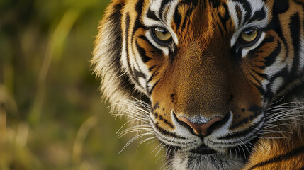 Obraz premium Close up of regal tiger face with intense gaze