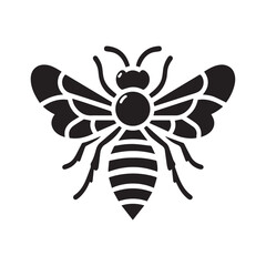 Obraz premium Simple black and white bee illustration.