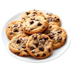 Delicious Chocolate Chip Cookies on transparent background.