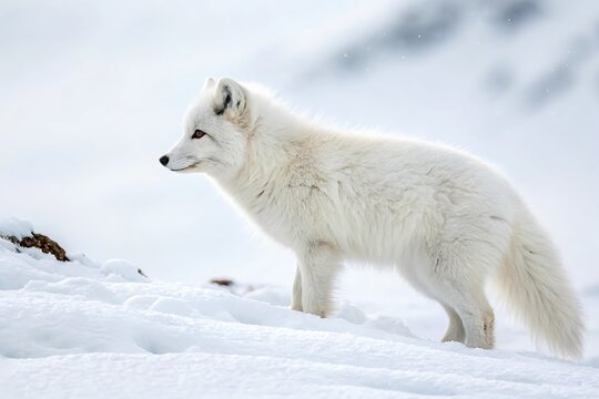 Arctic Fox (Vulpes lagopus): Cold-Adapted Fox of the Arctic Tundra in Snow