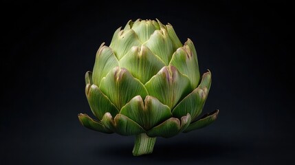 Obraz premium A whole artichoke with two halves placed side by side, emphasizing its natural form.