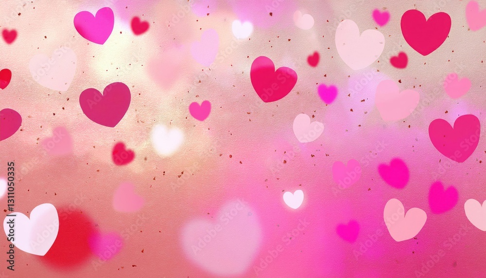 Aufkleber soft pink and red heart pattern on textured background with romantic glow, ideal for valentine's day