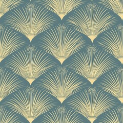 Elegant art deco fan pattern seamless background wallpaper featuring intricate geometric designs in rich colors