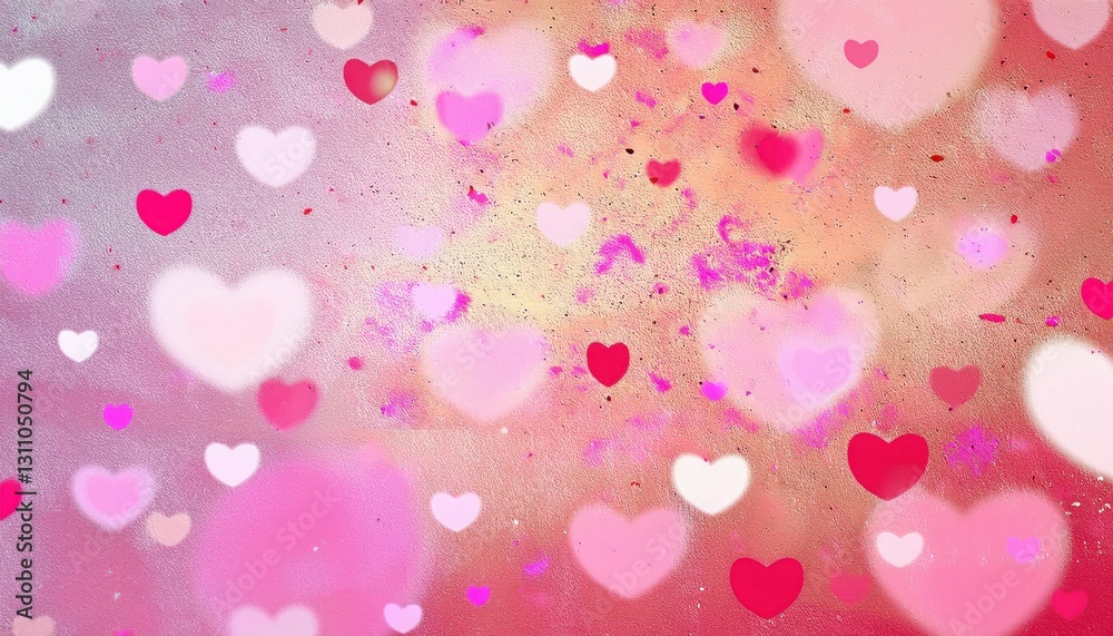 Aufkleber soft pink and red heart pattern on textured background with romantic glow, ideal for valentine's day